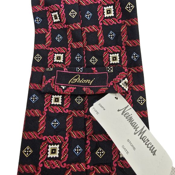 Brioni Necktie Mens Silk Geometric Pattern Tie Made In Italy Neiman Marcus New - Picture 13 of 16